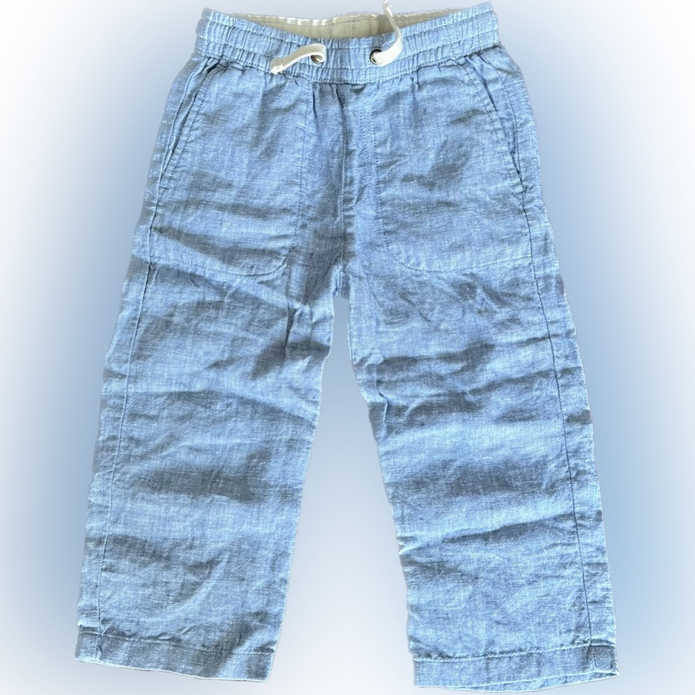 J. Crew boys linen drawstring pants size 4 color denim excellent condition